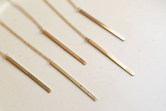 Warrior Minimal Bar Pendant: Yellow Gold