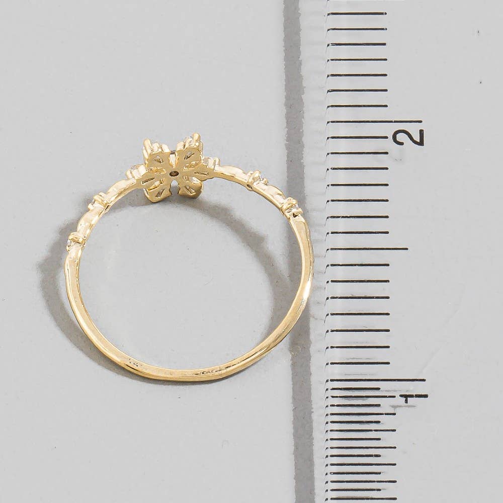 Gold Dipped Cz Flower Ring: G