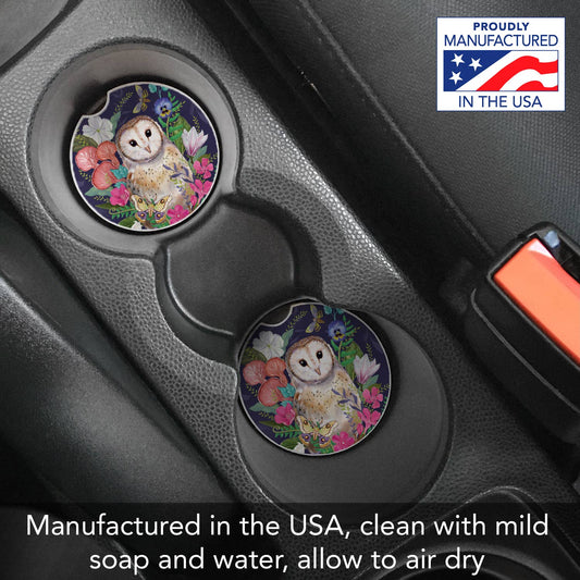"Barn Owl" Absorbent Stone Car Coaster 1pk