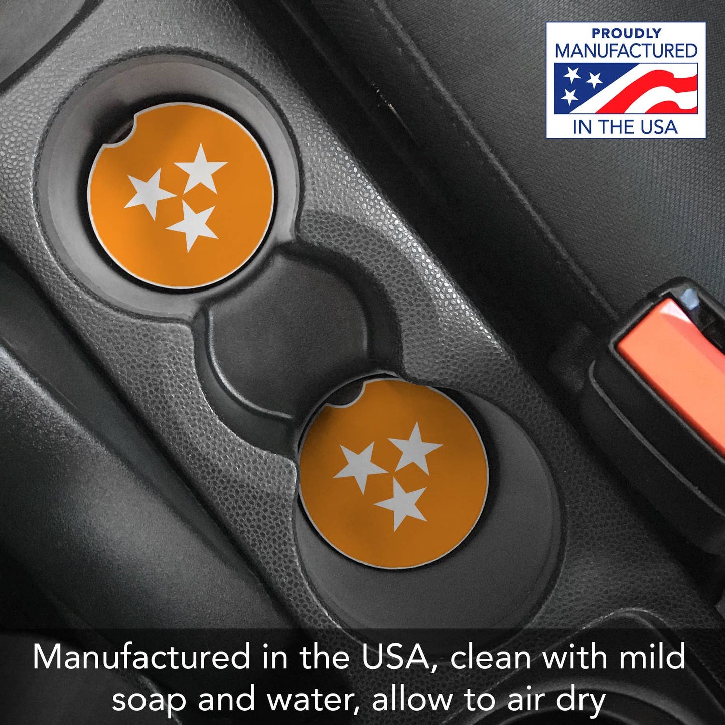 "Tennessee Tri-Star"  Absorbent Stone Car Coaster