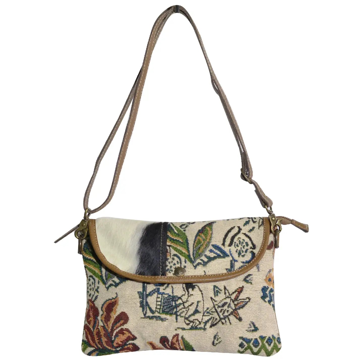 Boho Tapestry and cowhide Women's Pleto Crossbody Bag