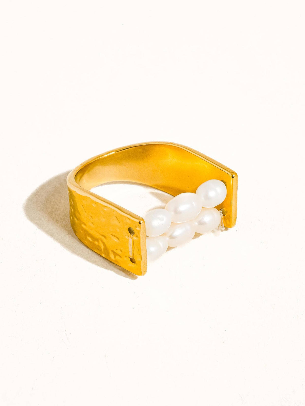 Romane 18K Gold Non-Tarnish Beaded Pearl Ring: Yellow Gold