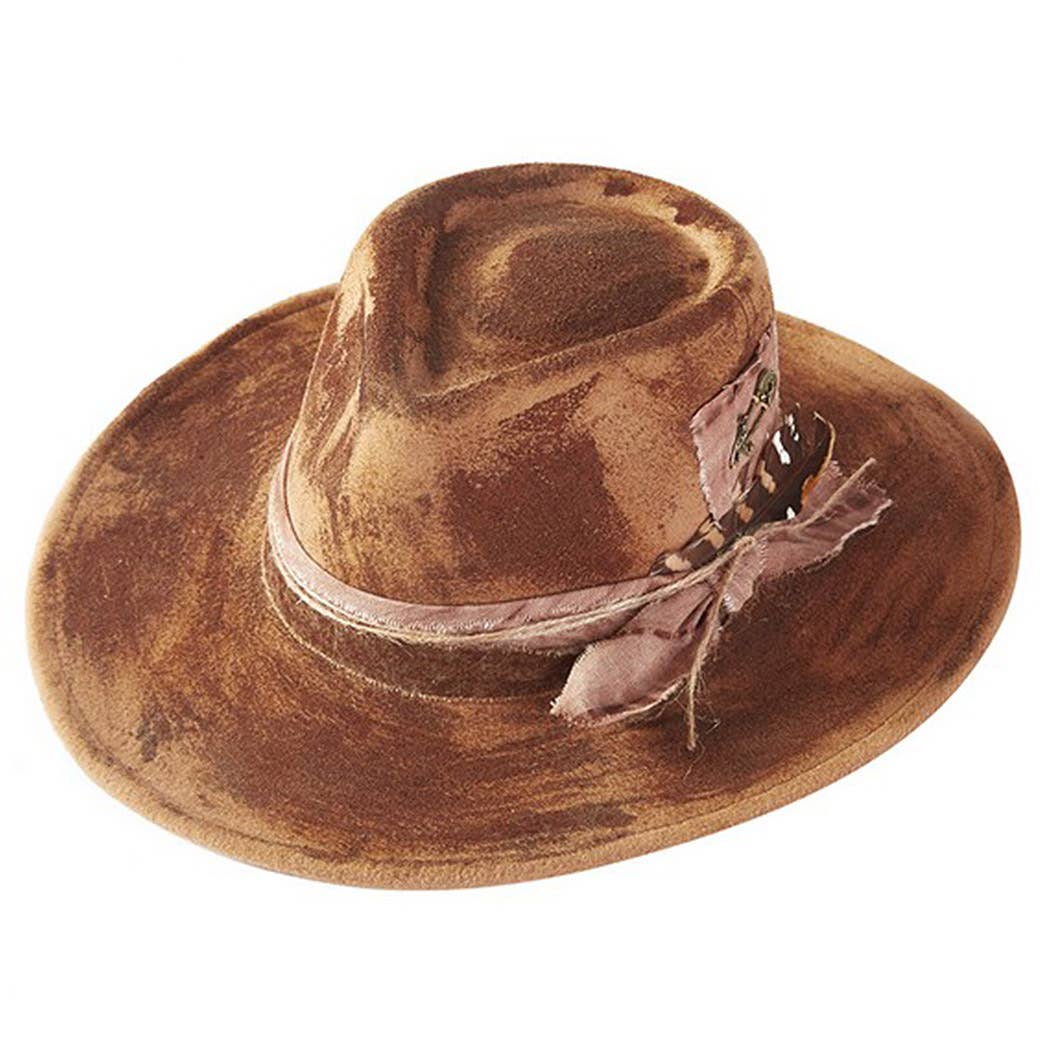 Vintage Versatile Shapeable Cowgirl & Fedora Hat With Feathe: TP