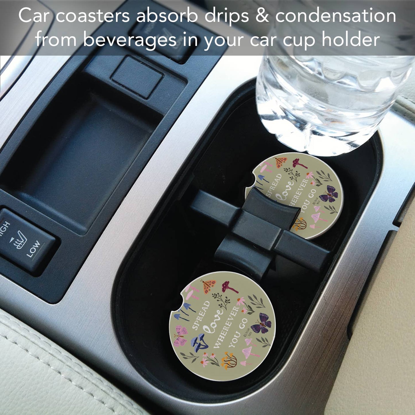 "Spread Love" Absorbent Stone Car Coaster 1pk