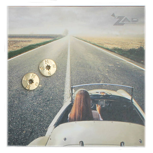 Gold Compass Post Earring