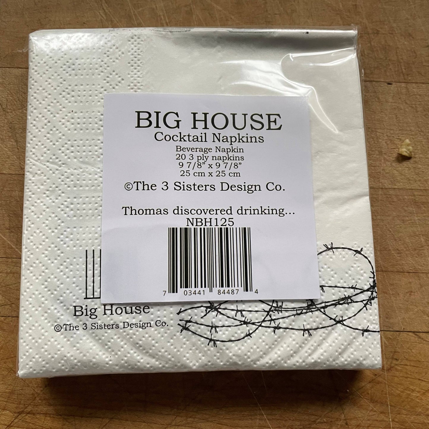 Big House Cocktail Napkins, Thomas discovered that drinking