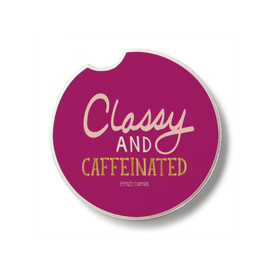 "Classy & Caffeinated" Absorbent Stone Car Coaster 1pk