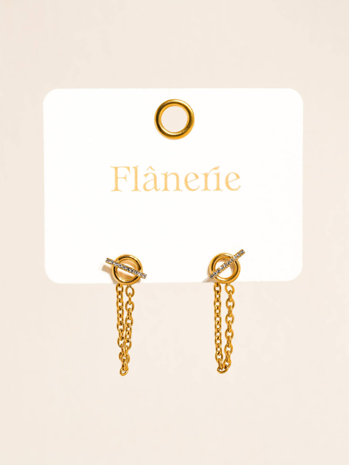 Lisle 18K Gold Non-Tarnish CZ Chain Drop Earrings: Yellow Gold