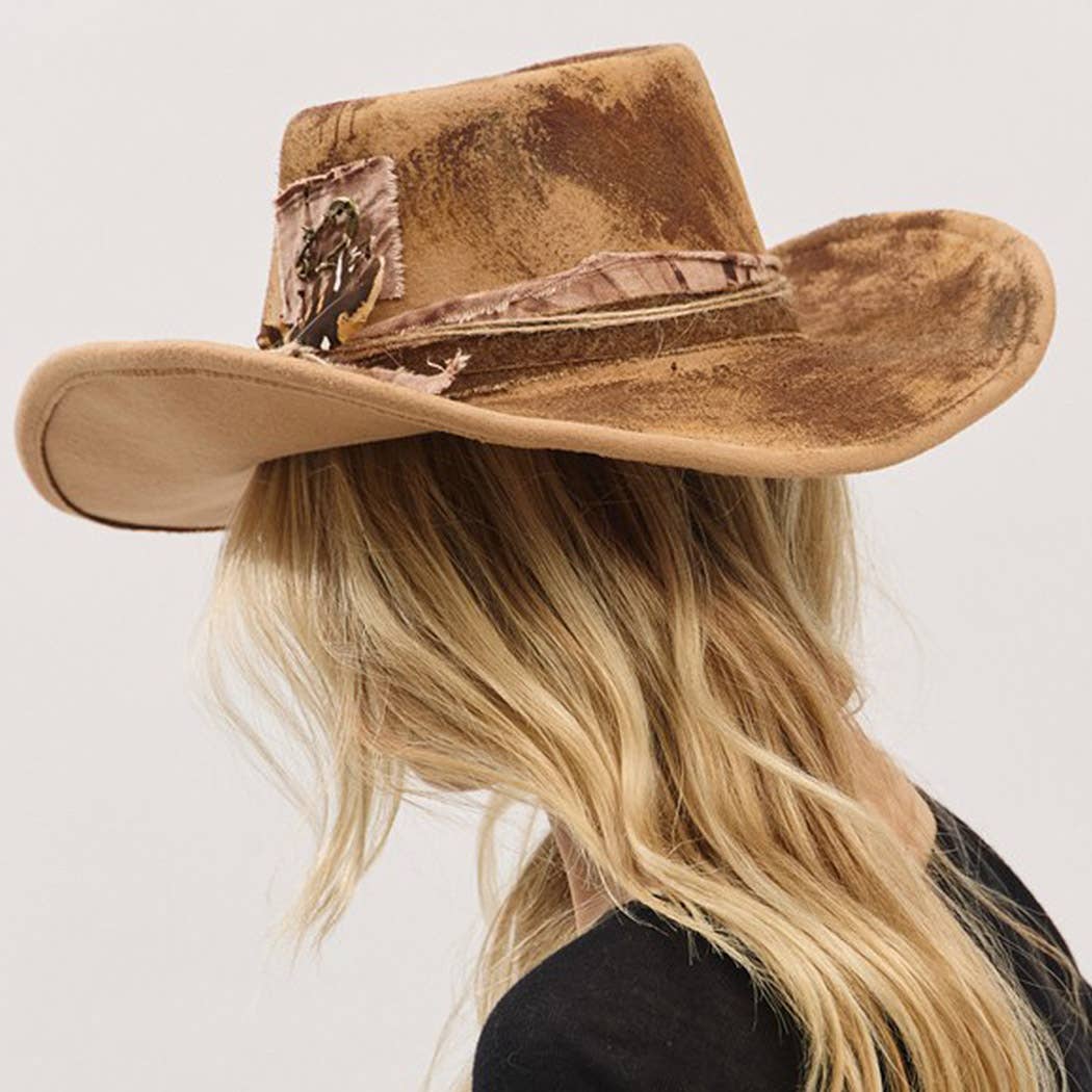 Vintage Versatile Shapeable Cowgirl & Fedora Hat With Feathe: TP
