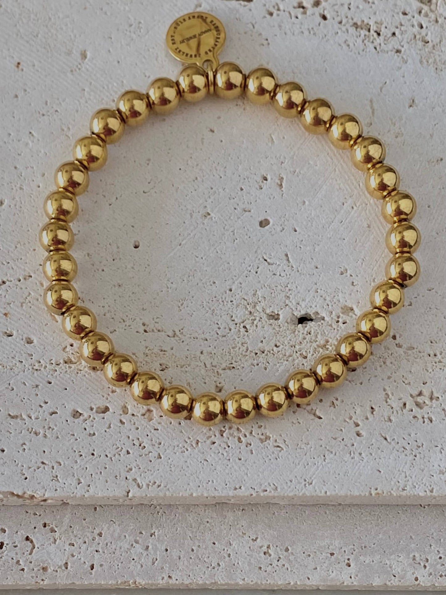 Gold Beaded Bracelet 18k gold plated stainless steel beads