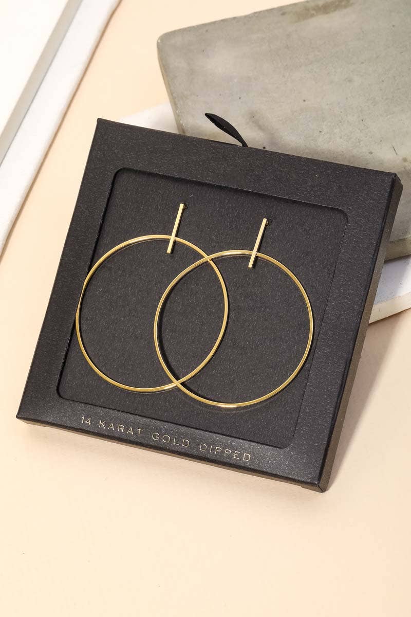 Gold Dipped Thin Hoop Drop Earring: GD