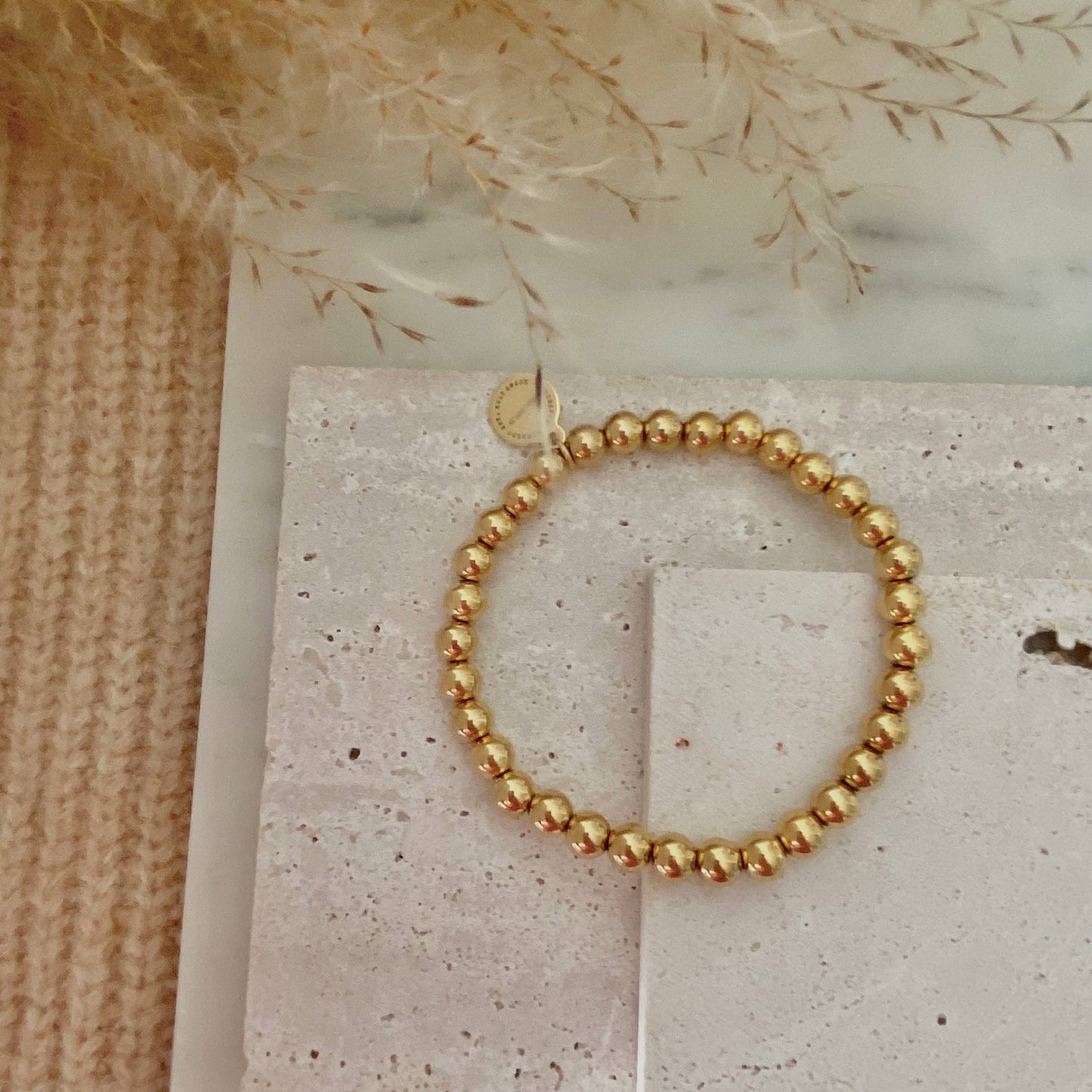Gold Beaded Bracelet 18k gold plated stainless steel beads