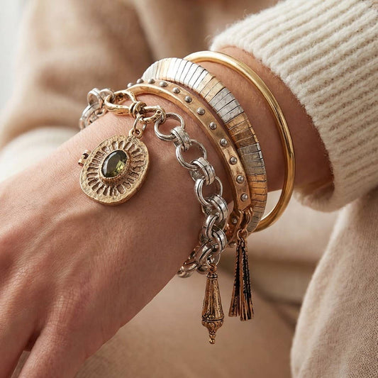 Chain Link Bangle Bracelet Set: MULTI
