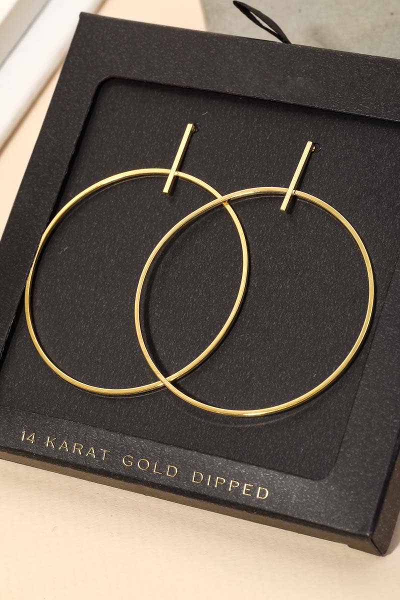 Gold Dipped Thin Hoop Drop Earring: GD
