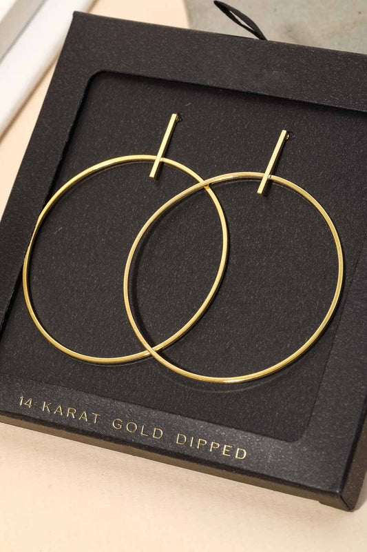 Gold Dipped Thin Hoop Drop Earring: GD