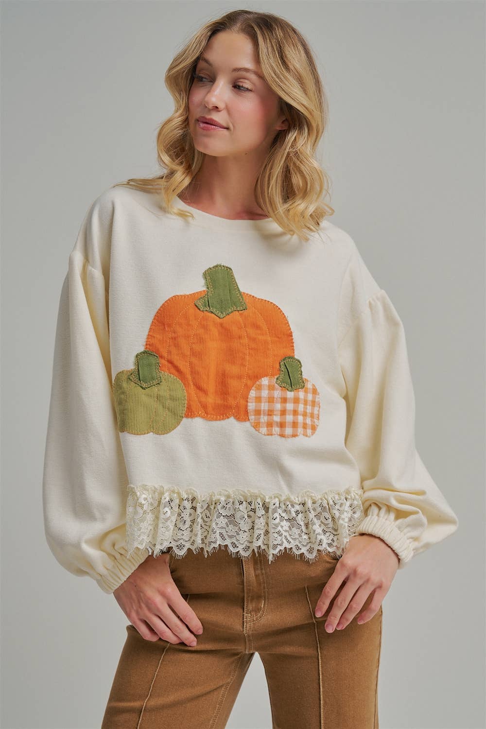 PUMPKIN APPLIQUE FALL THANKSGIVING TOP