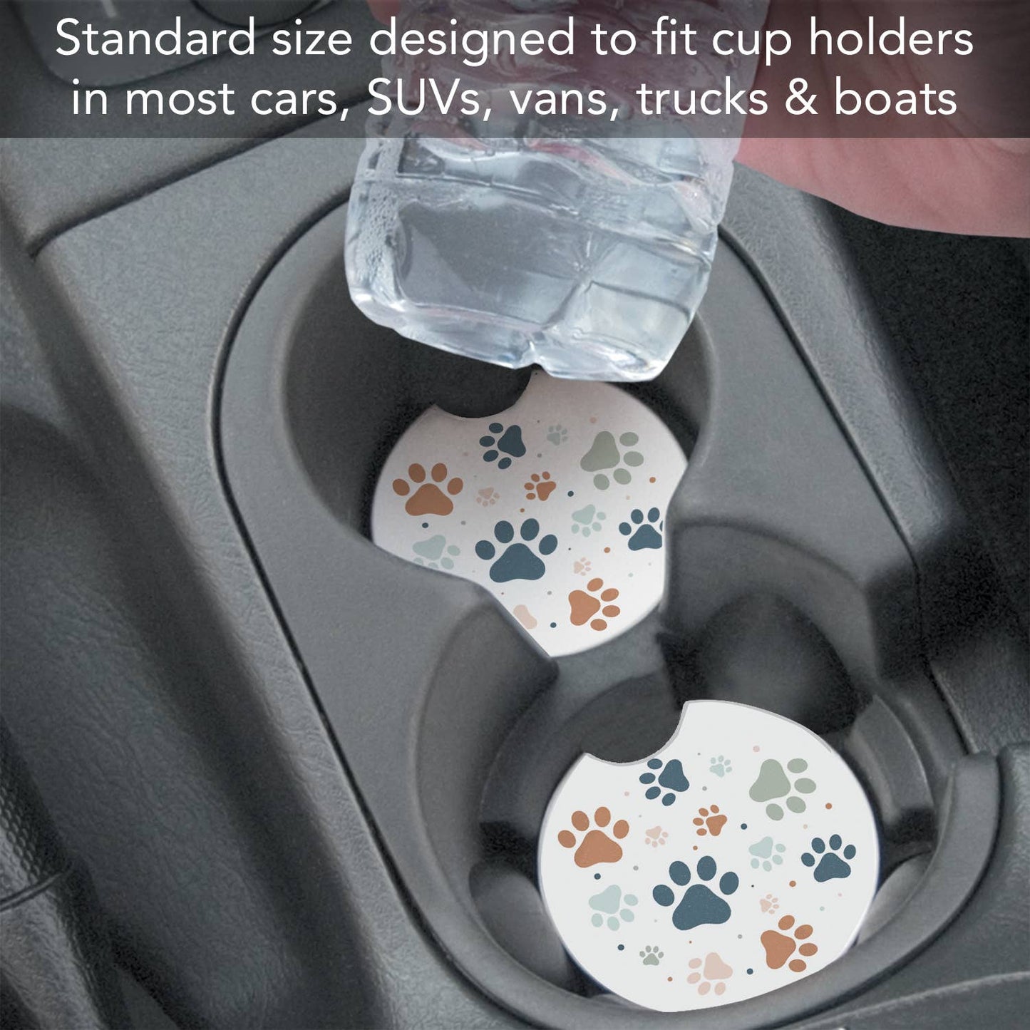 "Paw Prints" Absorbent Stone Car Coaster