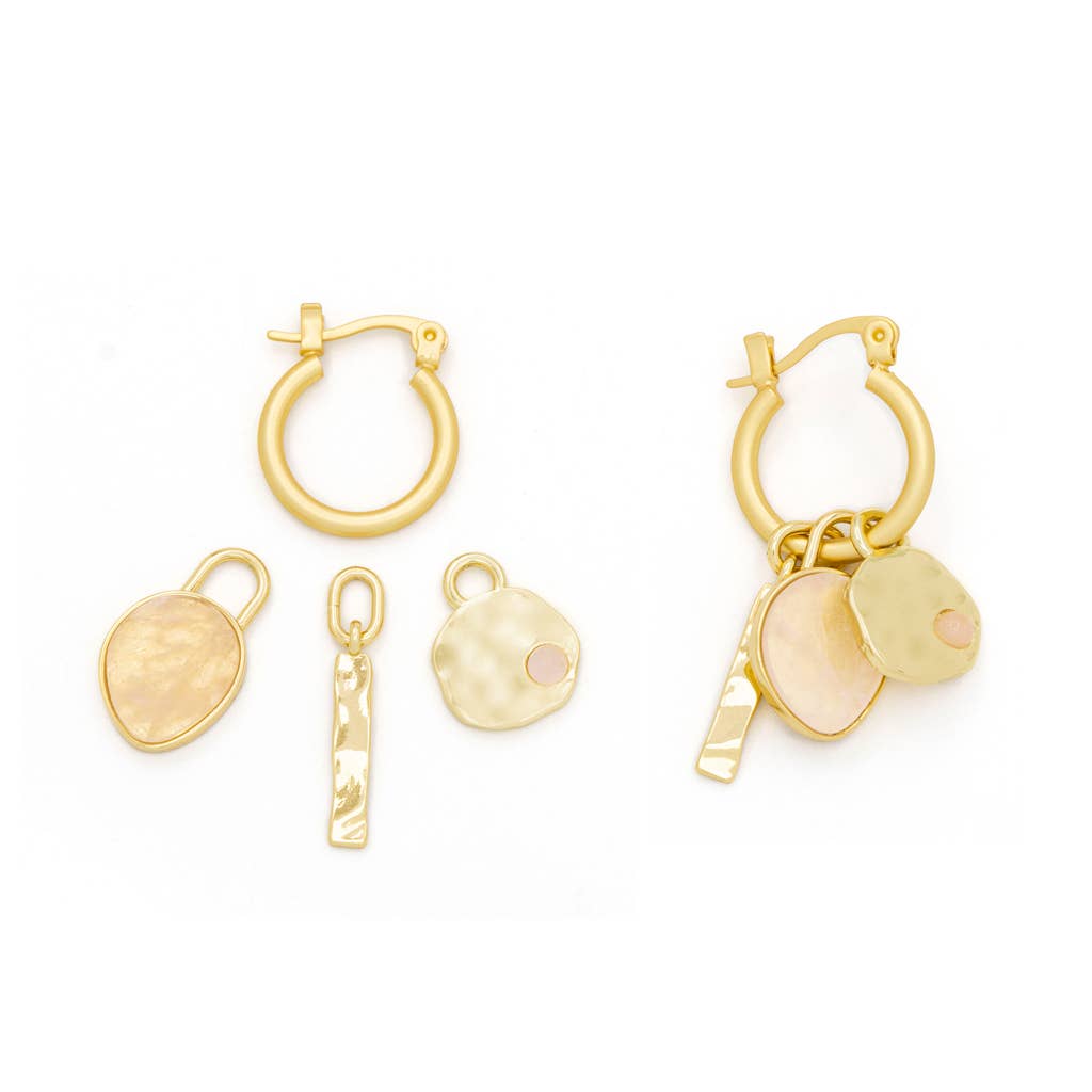 Earring - Rose Quartz/Love/Gold