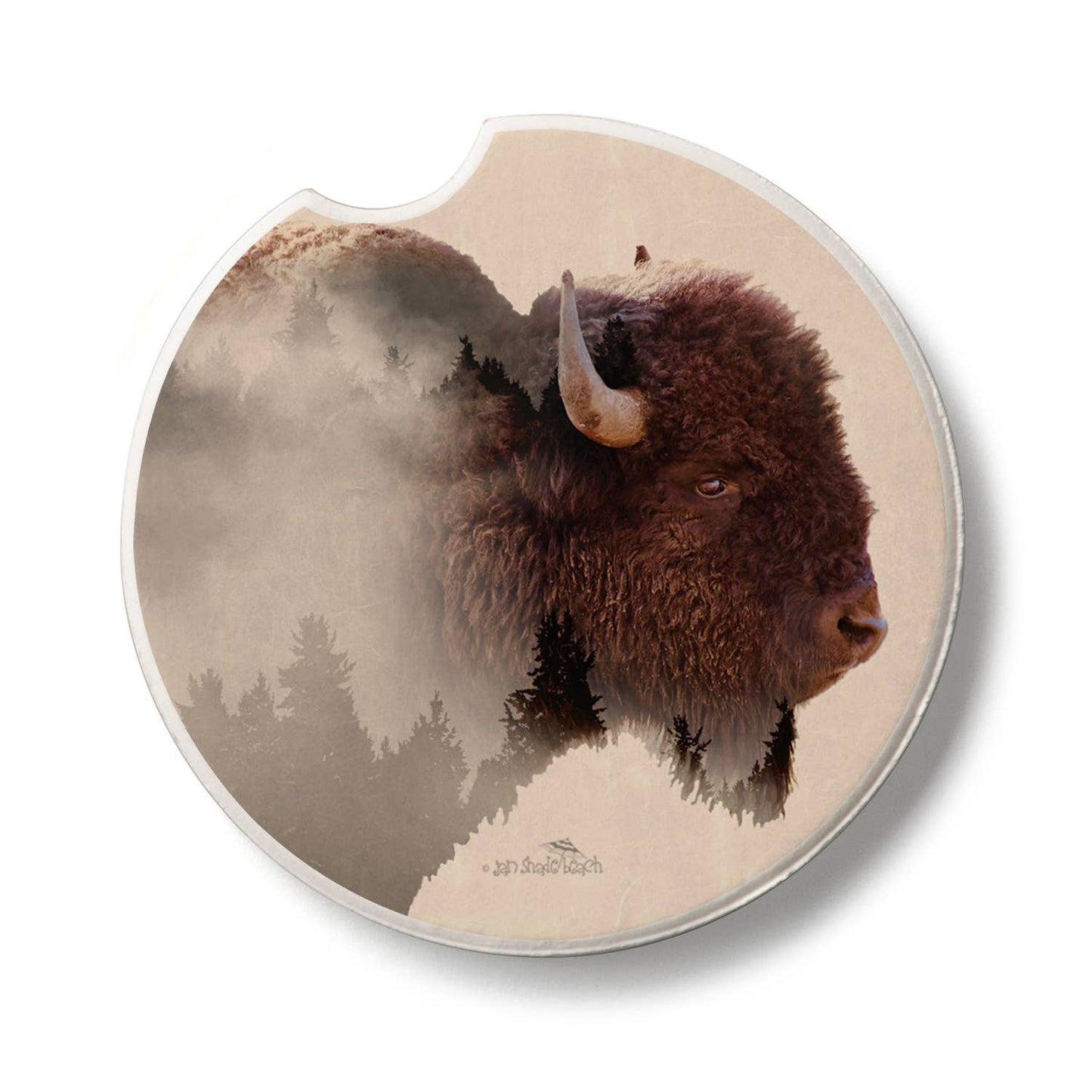 Thirstystone "Buffalo Scene" Absorbent Stone Car Coaster