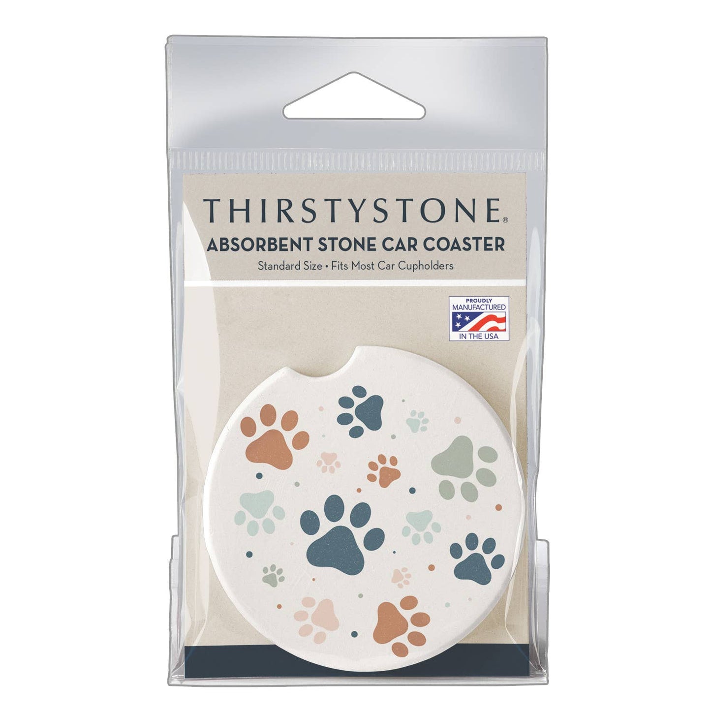 "Paw Prints" Absorbent Stone Car Coaster