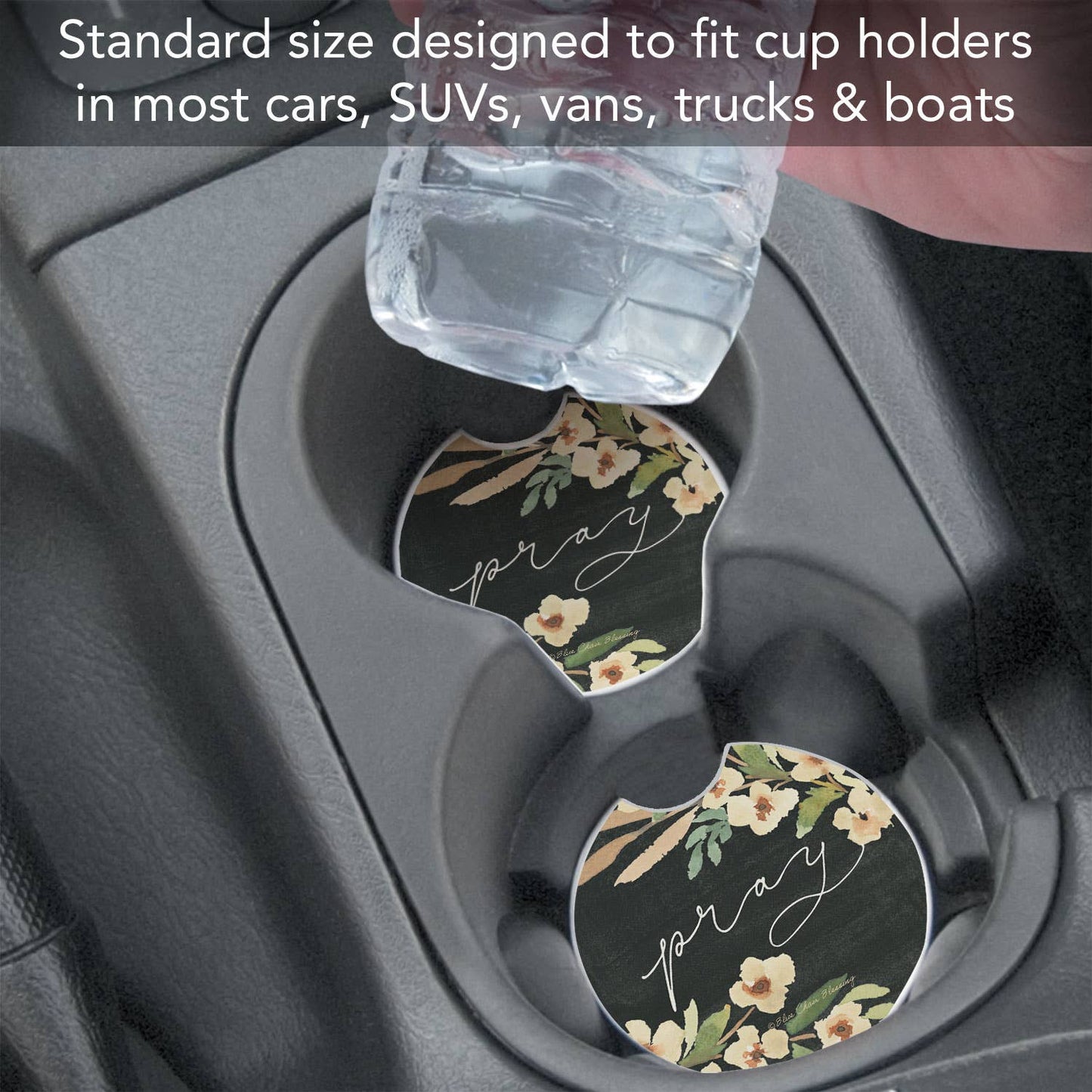 "Pray" Single Packaged Stone Car Coaster