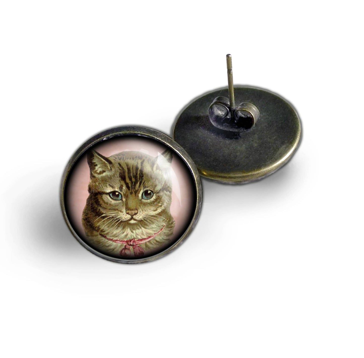 Best Friends Victorian Tabby Cat Stud Earrings
