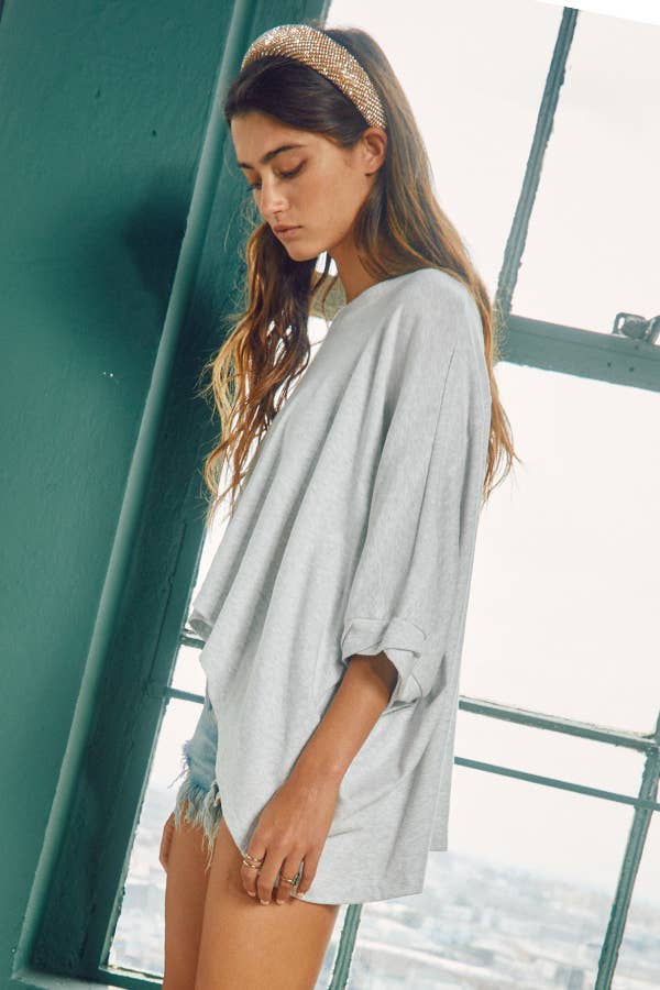 Solid Slub Oversized Top