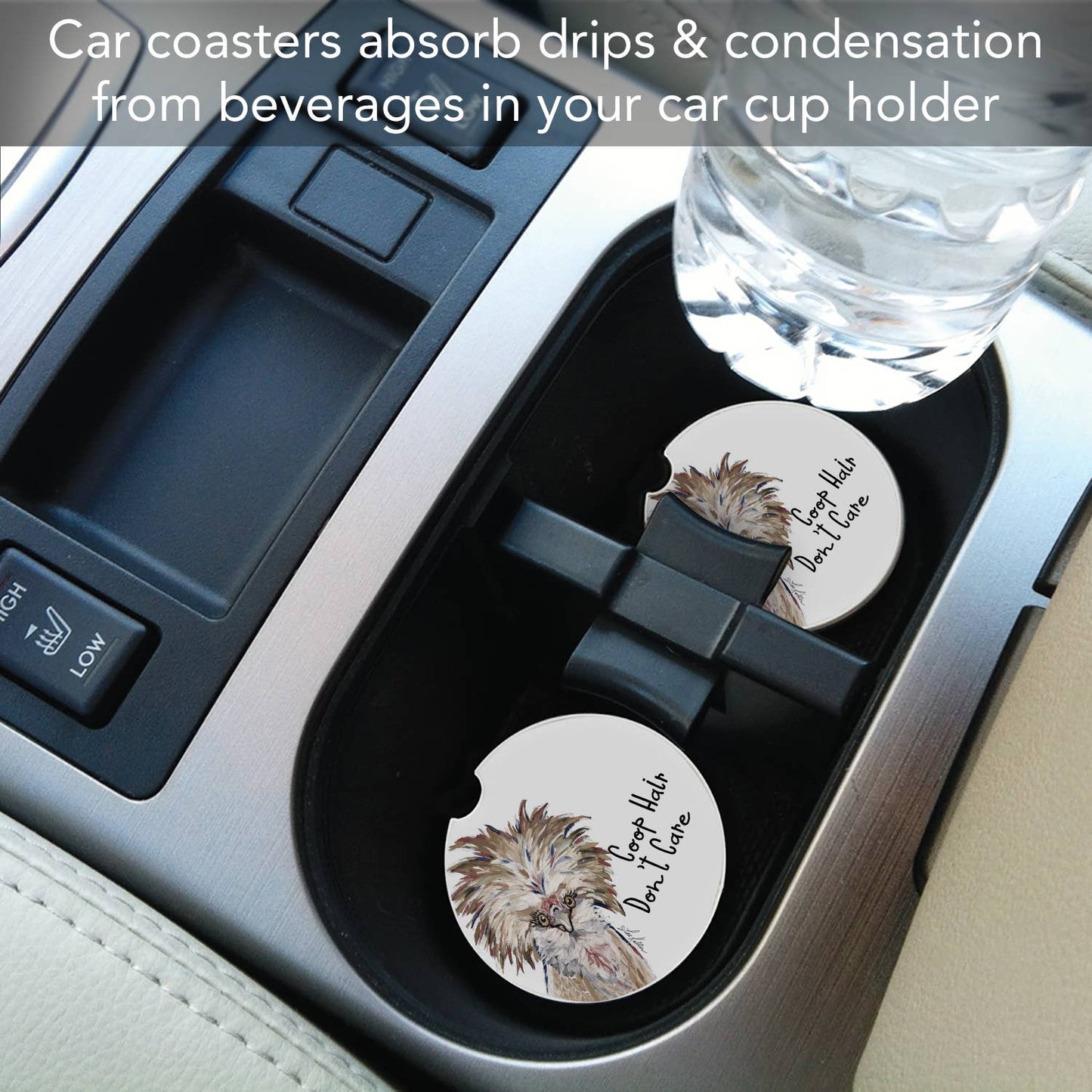 "Coop Hair" Absorbent Stone Car Coaster