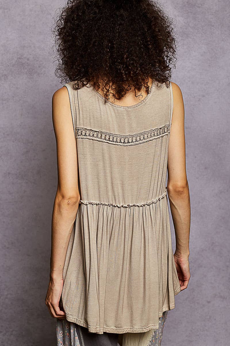Sleeveless Loose Fit V-Neck Babydoll Casual Knit Top SALE: IVORY / L