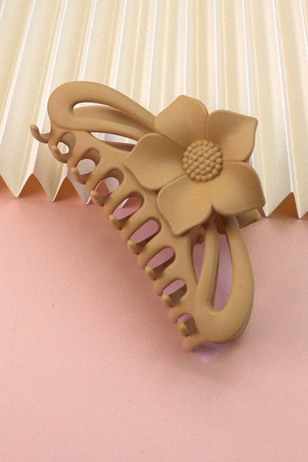 JUMBO HALF MOON OVAL FLOWER MATTE HAIR CLAW CLIP