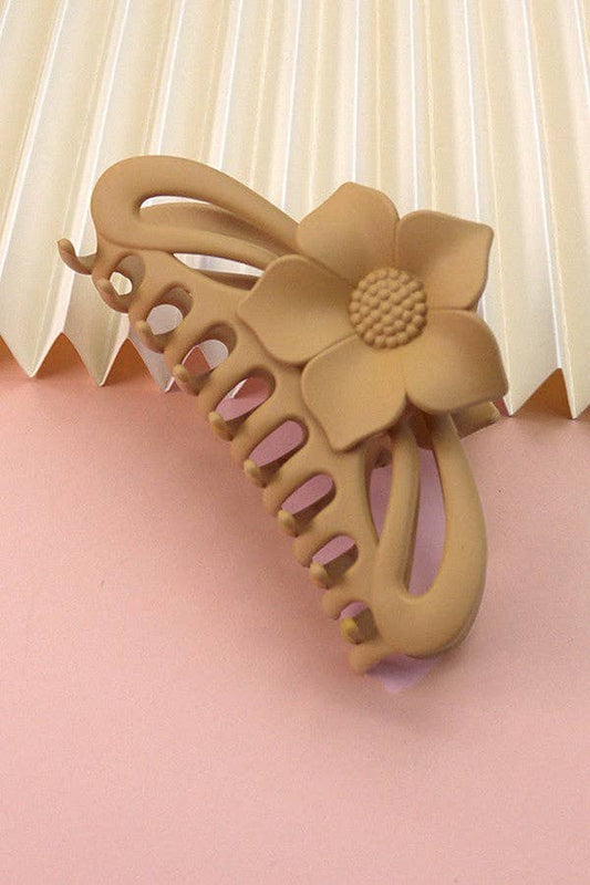 JUMBO HALF MOON OVAL FLOWER MATTE HAIR CLAW CLIP