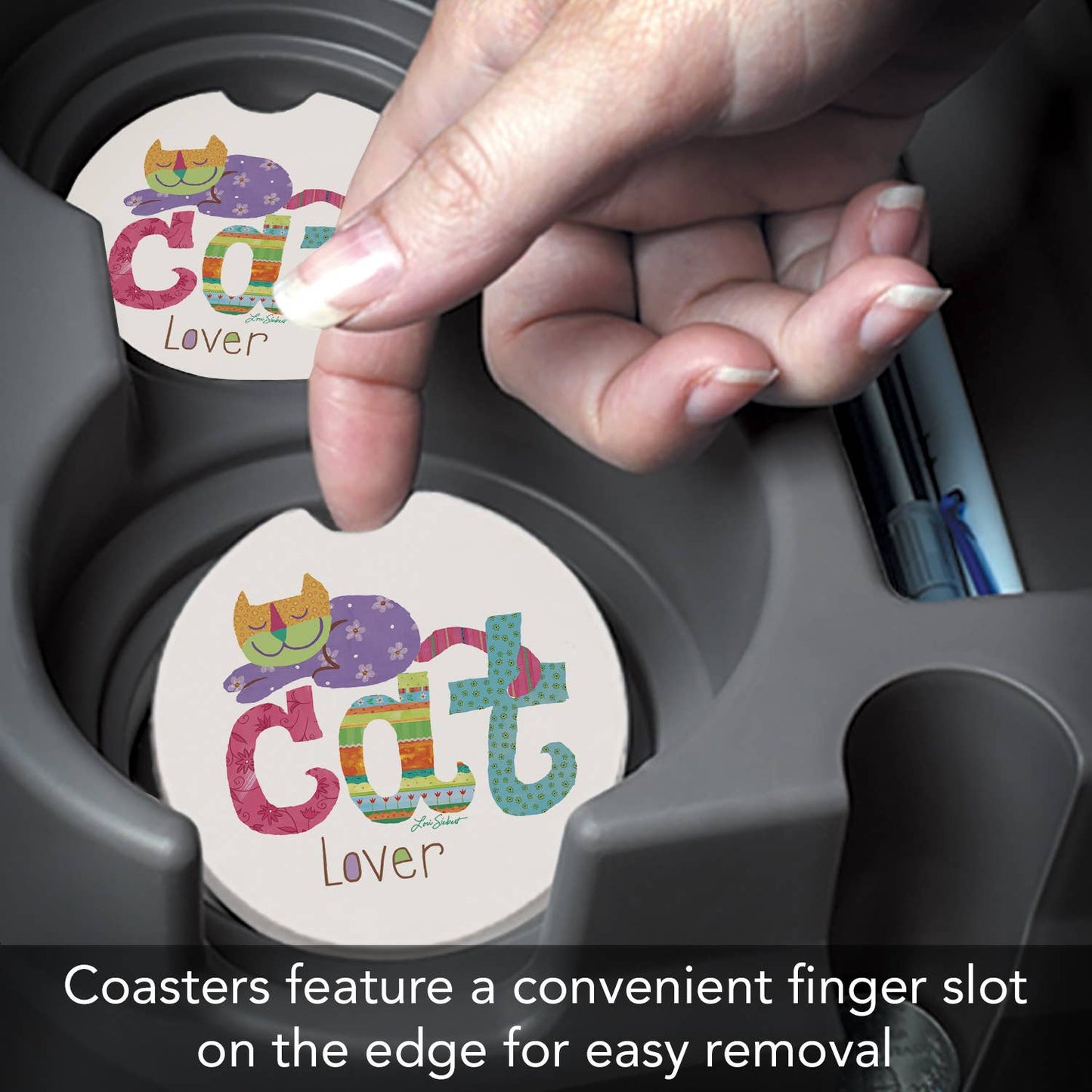Cat Lover Absorbent Stone Car Coaster 1 Pk