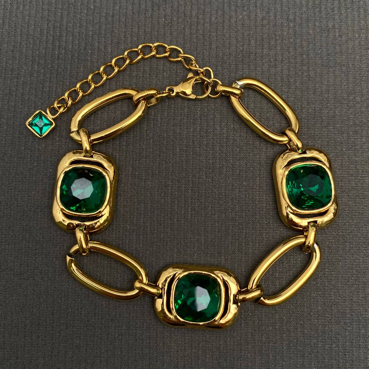 Green Zircon 18K Gold Plated Stainless Steel Bracelet - FGS