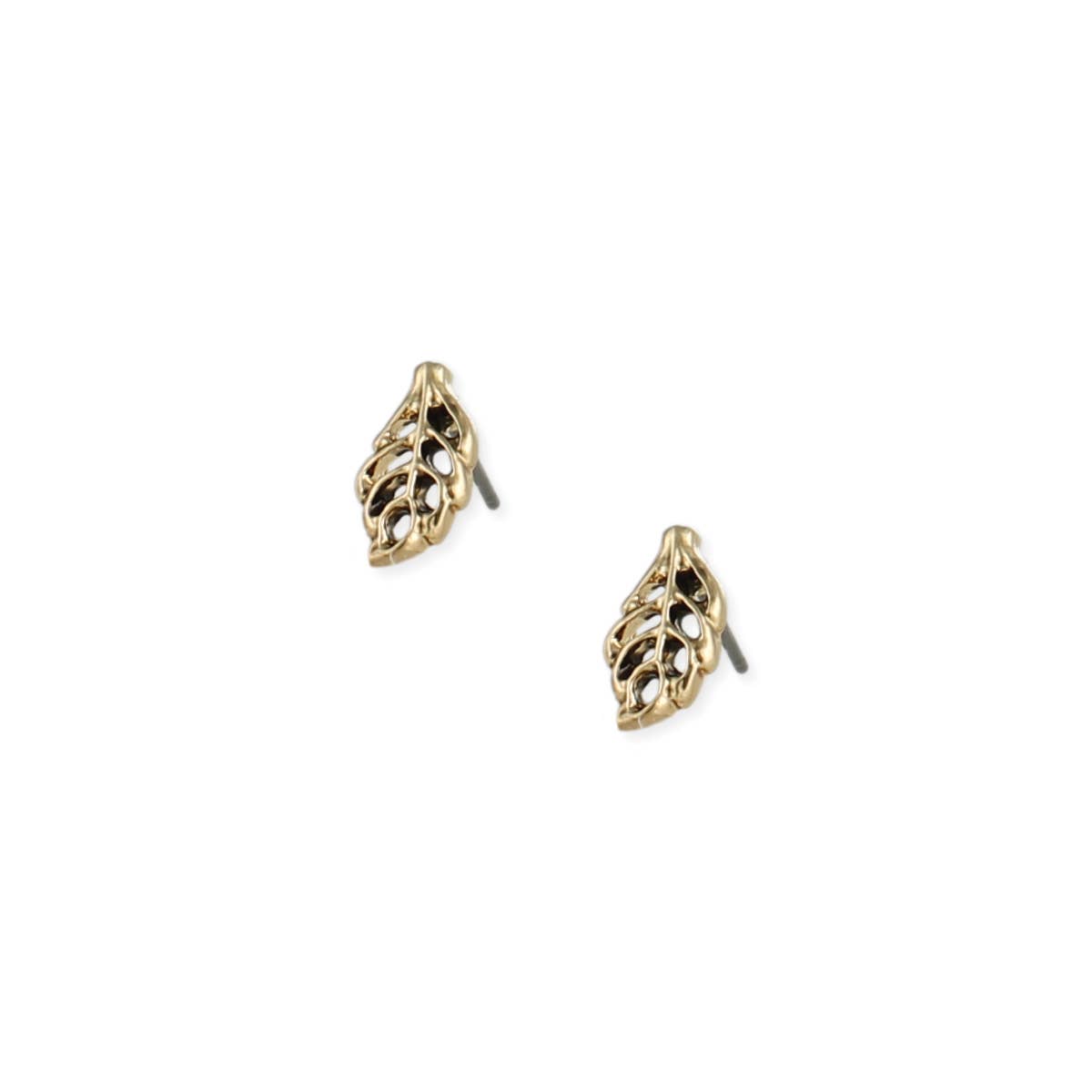 Gold Cutout Leaf Post Earrings