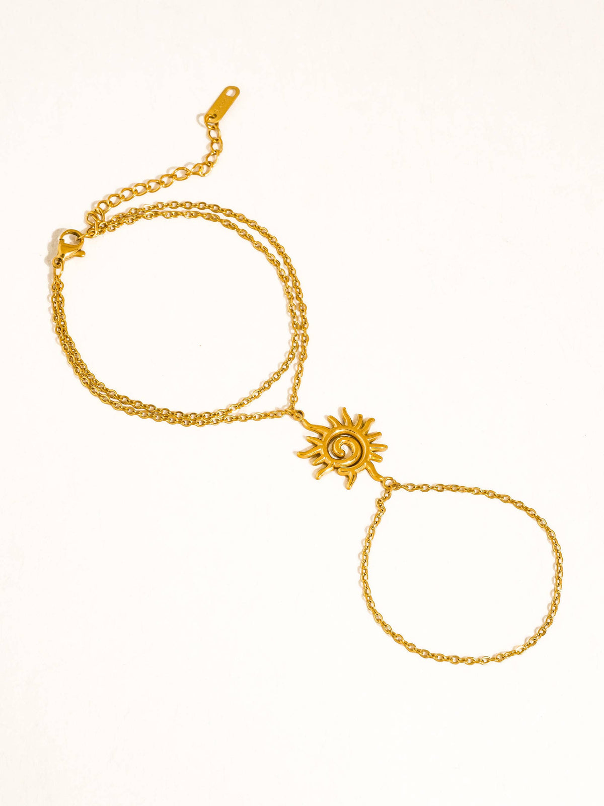 Carmela 18K Gold Non-Tarnish Sun Charm Hand Chain: Yellow Gold