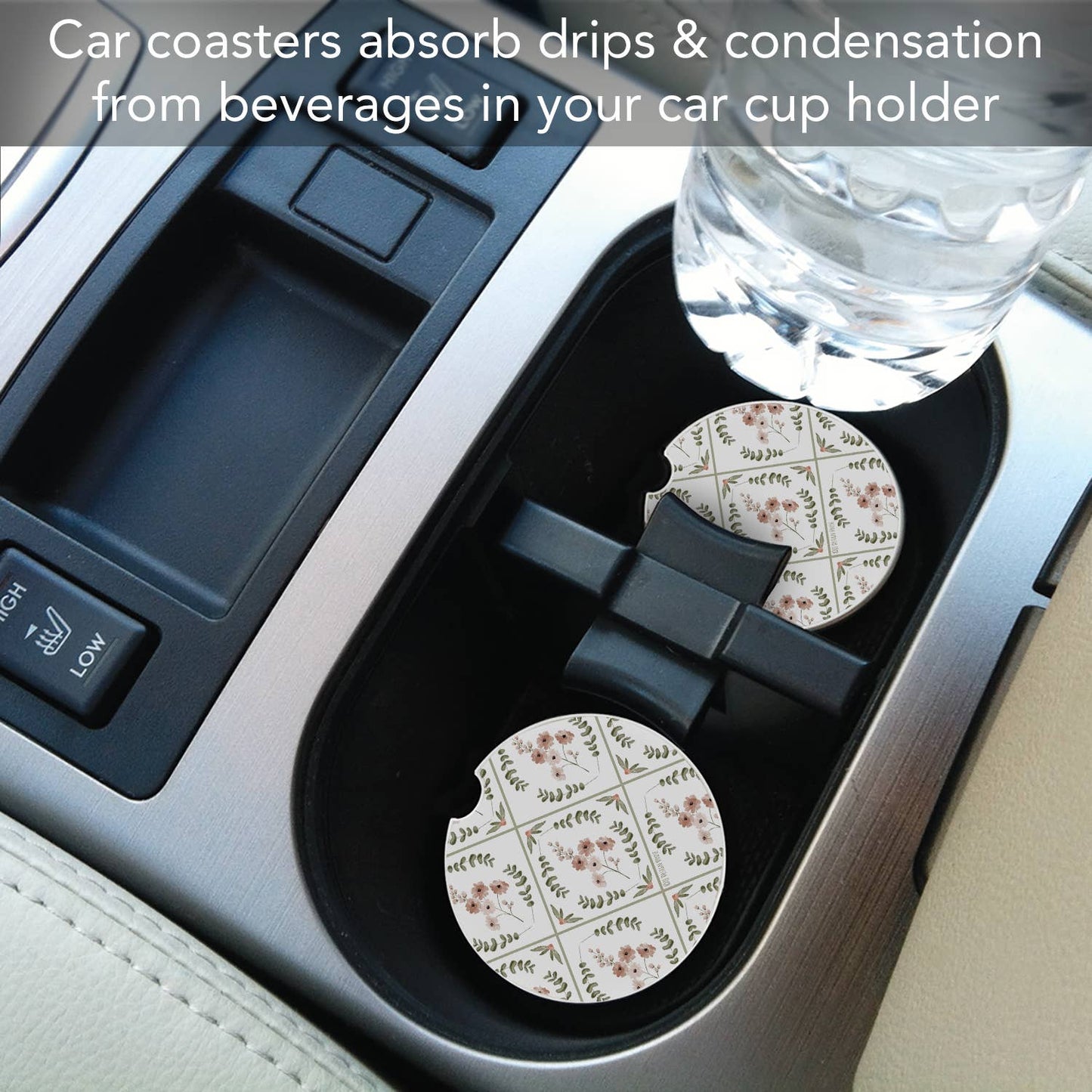 "Wildflower Geo" Absorbent Stone Car Coaster