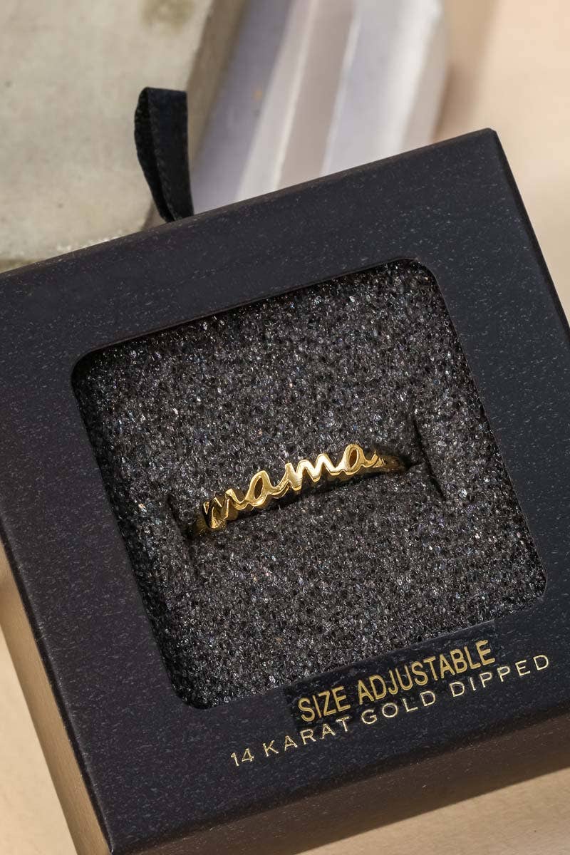 Secret Box Gold Dipped Mama Print Ring: GD