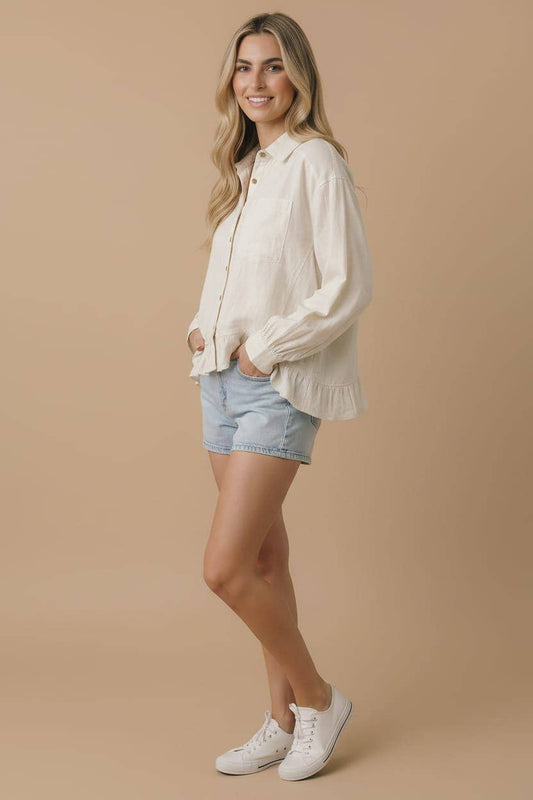 Solid Babydoll Peplum Shirt