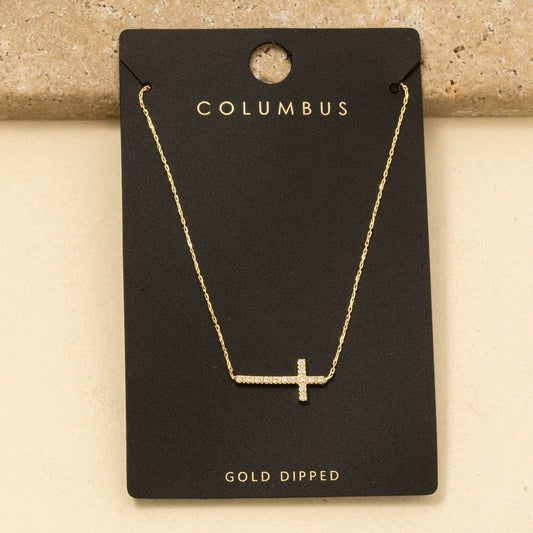 Pave Cross Pendant Necklace: G