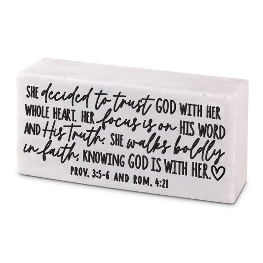 LCP Scripture Block 'She Trusts God' Decorative Object