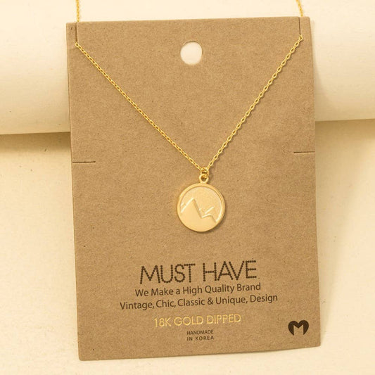 Gold Dipped Mountain Coin Pendant Necklace: G