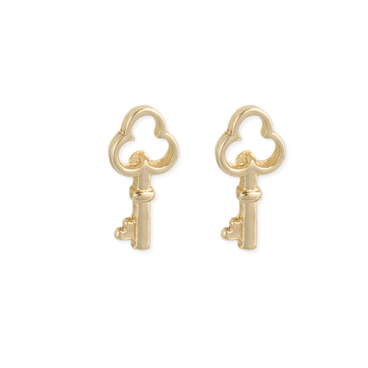 Gold Small Key Post Earring