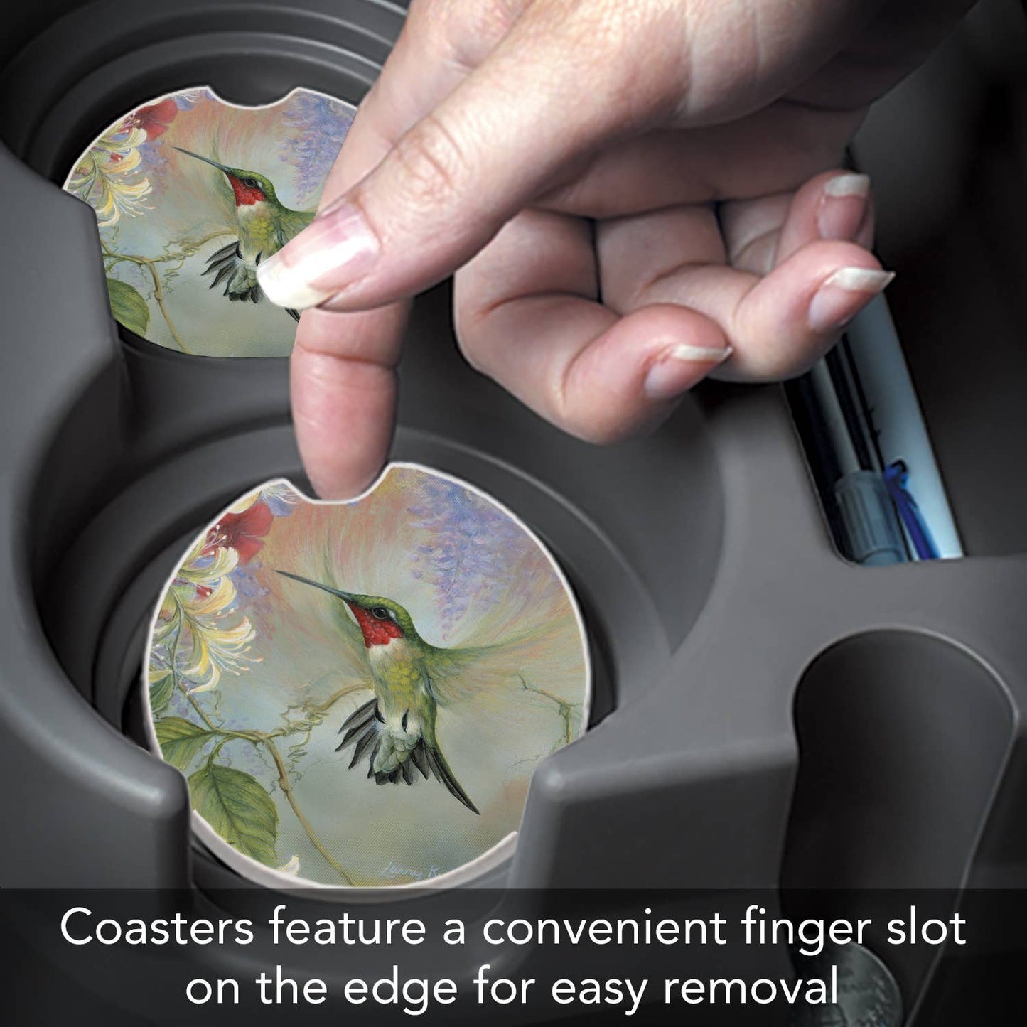 Feathered Friend Absorbent Stone Car Coaster 1 Pk