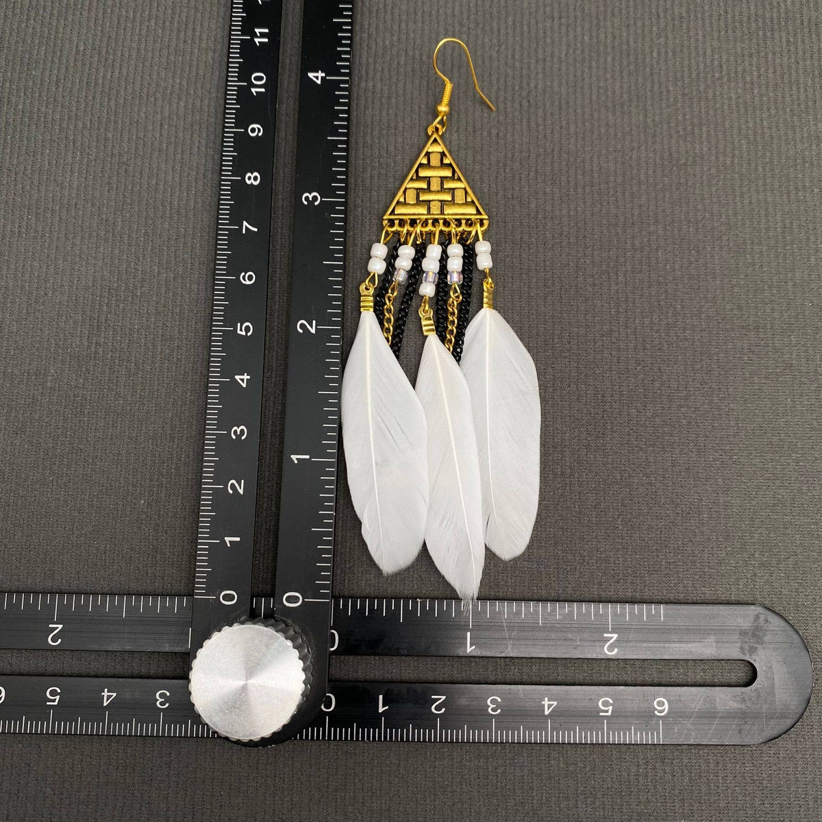 Multi-style White Feather Fringe Dangle Earrings: B