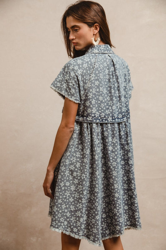 frayed denim dress