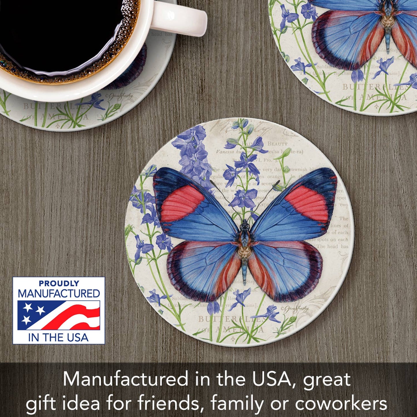 Painted Beauty Butterfly Round Single Absorbent Coaster