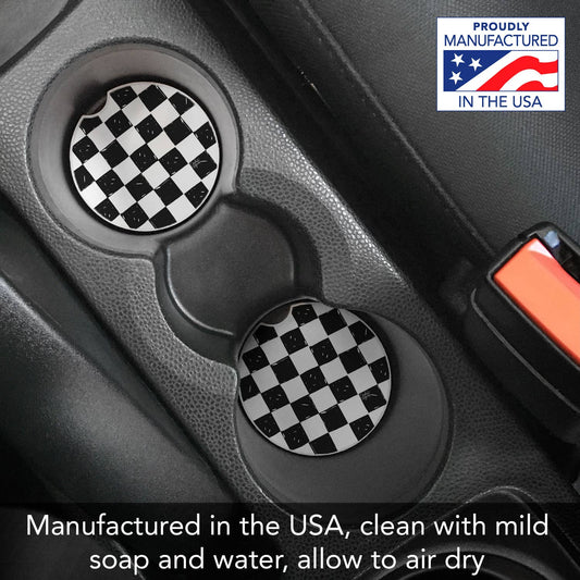 Checker" Single Packaged Stone Car Coaster