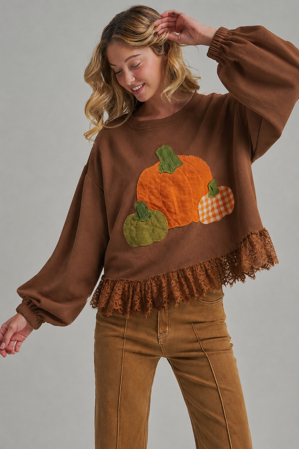 PUMPKIN APPLIQUE FALL THANKSGIVING TOP
