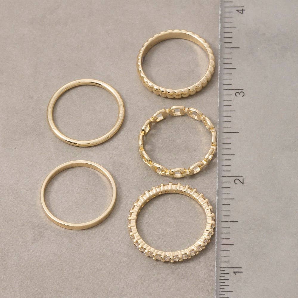 5Pc Assorted Band Rings Set: GDCRY