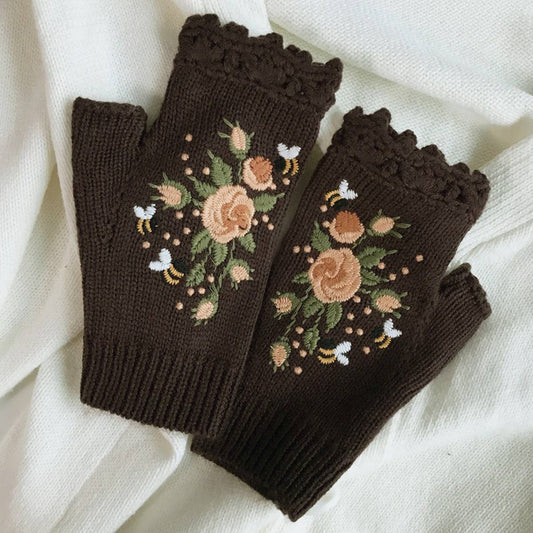 Knit Winter Gloves – Bee & Blossom : BROWN